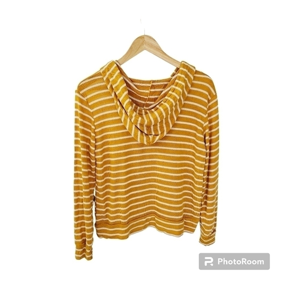 Nautical hoodie knit sweater top yellow and white small - Picture 9 of 11